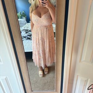 Floral pink Midi Dress